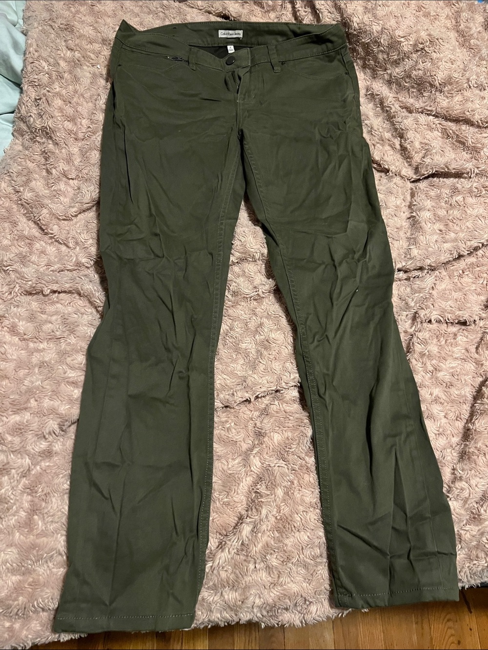 Calvin Klein Olive Green Skinny Pants